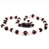 amber teething necklace black rose quartz
