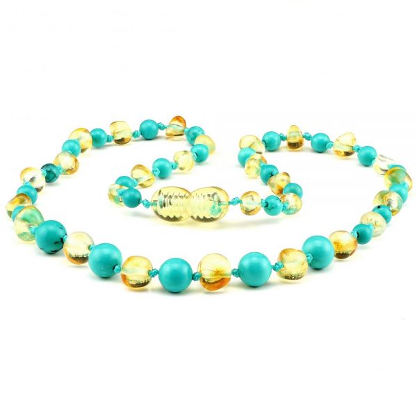 amber teething necklace turquoise lemon
