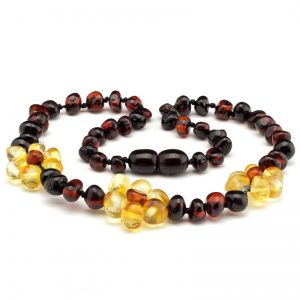 amber teething necklace cherry lemon flower